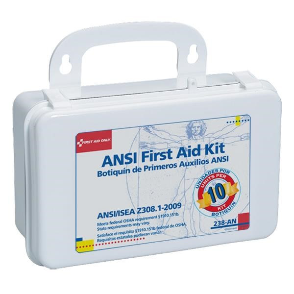 10-Unit, 64-Piece Unitized First Aid Kit w/ Gasket, Plastic - 238AN
