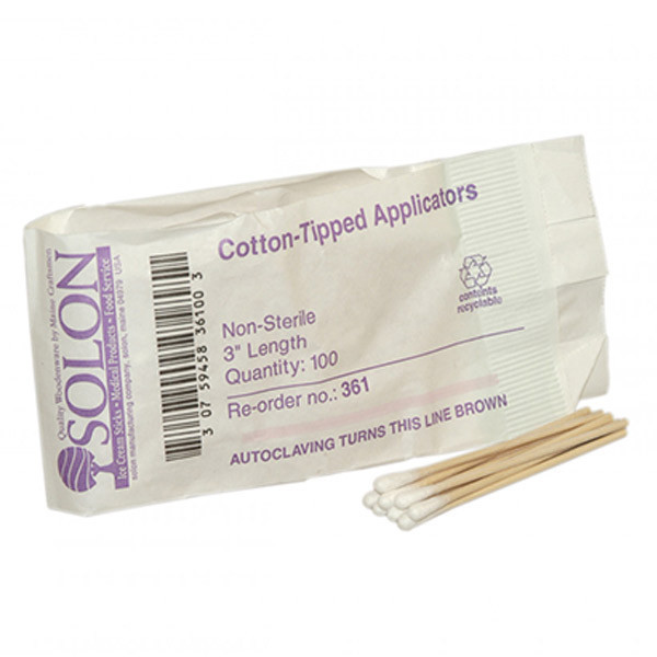 Cotton Tipped Applicators, 3", 100/Pkg - 25400