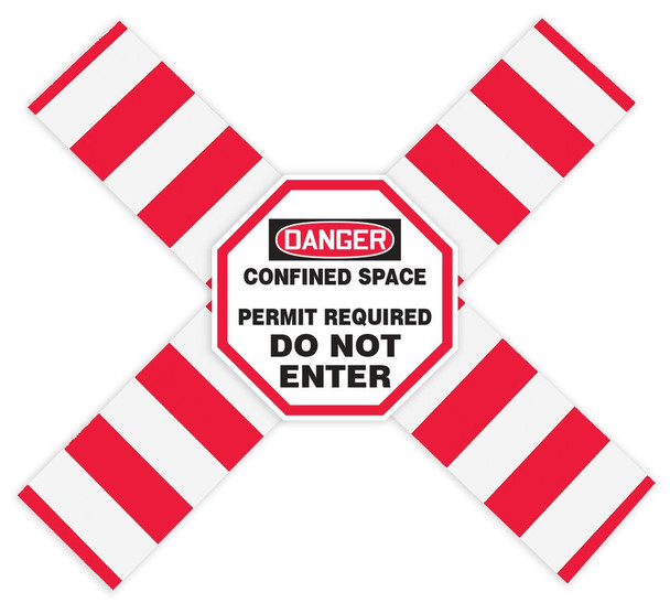 OSHA Danger Flanged Pipe Barrier Kit: Confined Space - Permit Required - Do Not Enter 18 and 20 1/Each - CXB801SM
