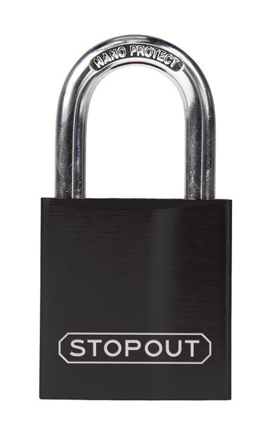 STOPOUT® Anodized Aluminum Padlocks 1 1/2" Brown Keyed Alike Shackle Clearance Ht.: 3" 1/Each - KDL673BR