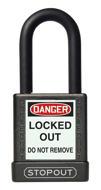 STOPOUT® Plastic Body Aluminum Padlocks With Dielectric Poly-Wrap Steel Shackle Red Keyed Differently1/Each - KDL727RD