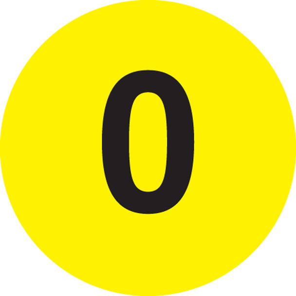 Preprinted Inventory Marking Dots: Numbers Number: 0 3" 500/Roll - LDT3320