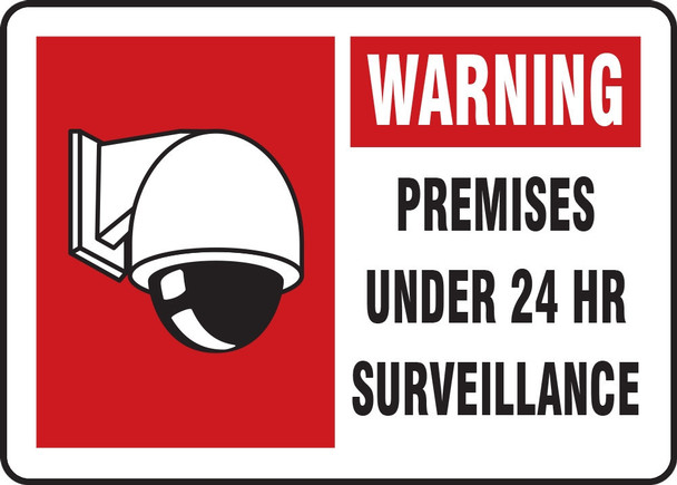 Video Surveillance Sign: Warning - Premises Under 24 Hr Surveillance English 10" x 14" Aluma-Lite 1/Each - MASE302XL