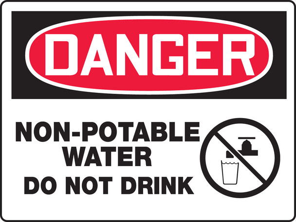 Really BIGSigns OSHA Danger Safety Sign: Non-Potable Water - Do Not Drink 10" x 14" Aluminum 1/Each - MCAW036VA