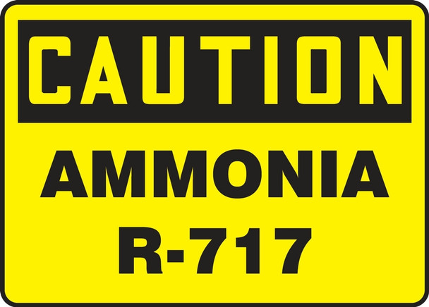 OSHA Caution Safety Sign: Ammonia R-717 10" x 14" Adhesive Vinyl 1/Each - MCHL721VS
