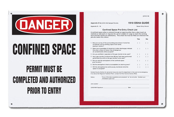 OSHA Danger Permit Holder Board: Confined Space - Permit Must Be Completed And Authorized Prior To Entry 1/Each - CBS129