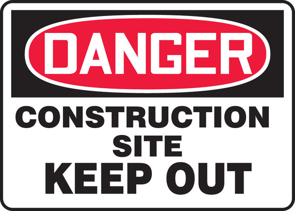 OSHA Danger Safety Sign: Construction Site - Keep Out 7" x 10" Accu-Shield 1/Each - MCRT139XP
