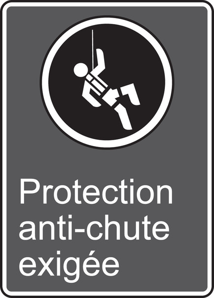 CSA Safety Sign: Protection Anit-Chute Exigée 14" x 10" Dura-Plastic 1/Each - MCSA518XT