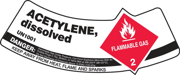 Cylinder Shoulder Labels: Acetylene, Dissolved 2" x 5 1/4" / - MCSLACRXVE