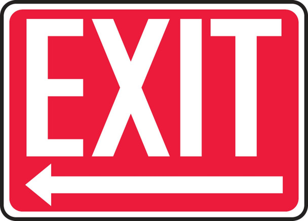 Safety Sign: Exit (Left Arrow) 7" x 10" Plastic / - MEXT446VP