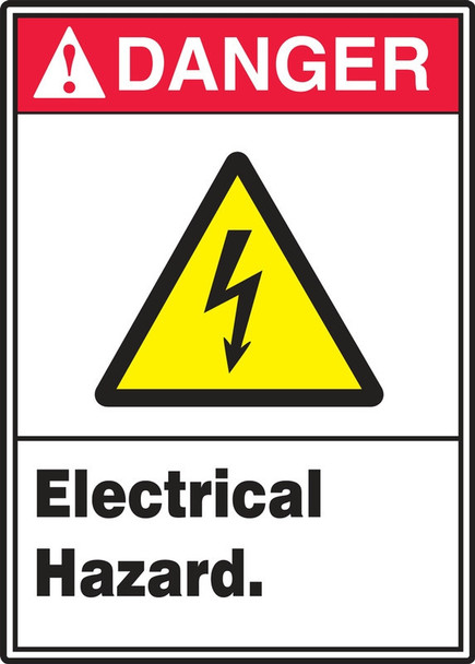 ANSI Danger Safety Signs: Electrical Hazard 14" x 10" Adhesive Dura-Vinyl 1/Each - MRLC117XV