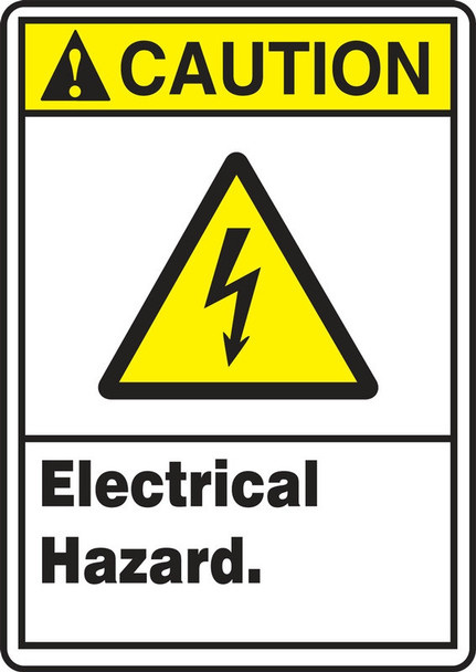 ANSI Caution Safety Signs: Electrical Hazard 14" x 10" Adhesive Dura-Vinyl 1/Each - MRLC636XV