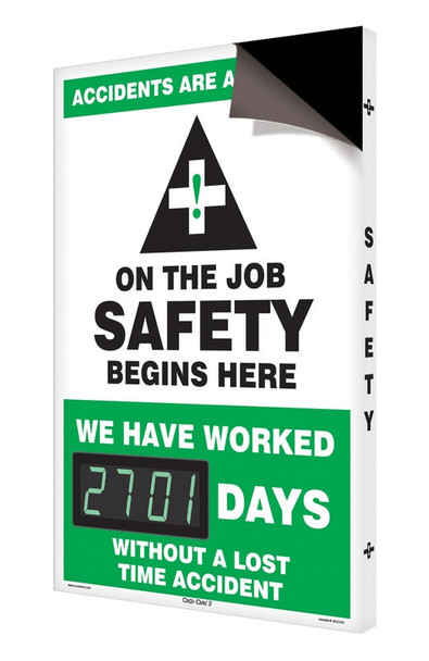 Changeable Magnetic Face Digi-Day® 3 Electronic Scoreboard - Starter Sets Standard - Black Gloss 28" x 20" Aluminum Face 1/Each - SCC702