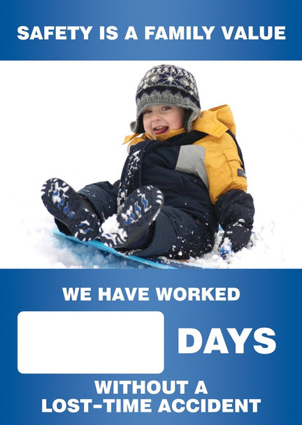 Digi-Day® 3 Magnetic Faces: Safety Is A Family Value (Winter Theme) - We Have Worked _ Days Without A Lost Time Accident Magnetic Face Only 28" x 20" 1/Each - SCC736