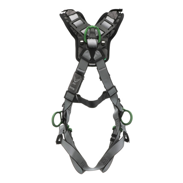 MSA V-FIT Harness w/Back, Front & Side D-Rings - Quick-Connect Leg Straps - Shoulder Padding - Extra Large - 10194865