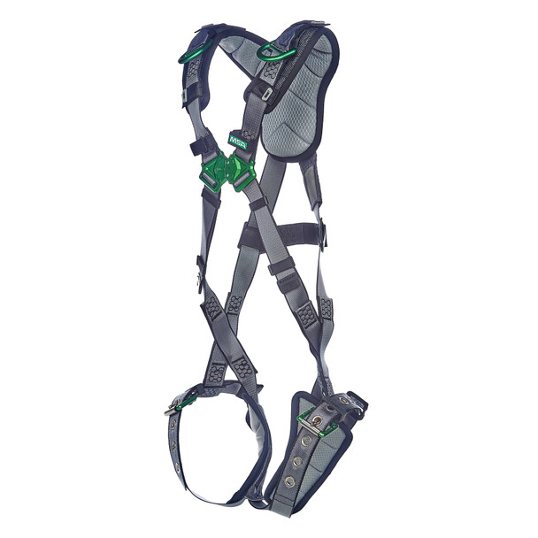 MSA V-FIT Harness w/Back & Shoulder D-Rings - Tongue Buckle Leg Straps - Shoulder & Leg Padding - Super Extra Large - 10195030