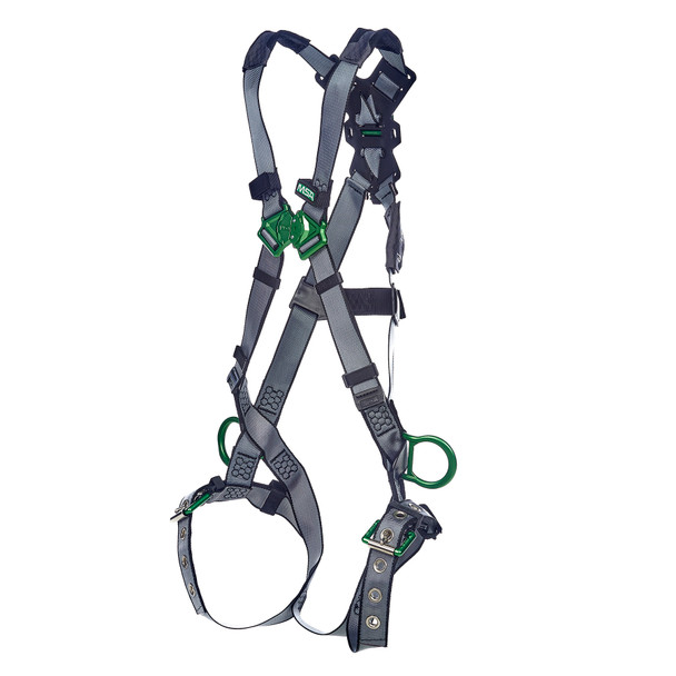 MSA V-FIT Harness w/Back & Side D-Rings - Tongue Buckle Leg Straps - Extra Small - 10195109