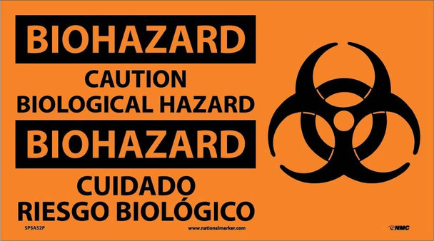 Biohazard - Caution Biological Hazard (Bilingual W/Graphic) - 10X18 - PS Vinyl - SPSA52P