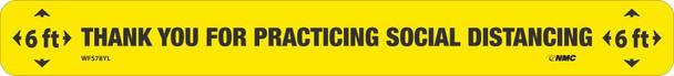 Thank You Social Distancing - Black On Yellow - Walk On Floor Strip - 2.25 X 20 -Psv Non-Skid Lam - WFS78YL