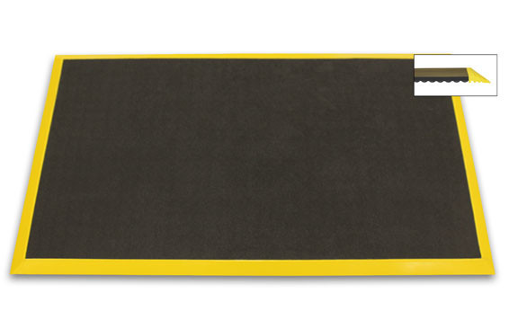 Ergomat Bubble Down with 2" Yellow Bevels Anti-Fatigue Mat - 2'x4'