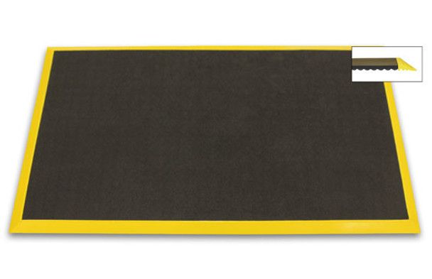 Ergomat Bubble Down with 2" Yellow Bevels Anti-Fatigue Mat - 4'x5'