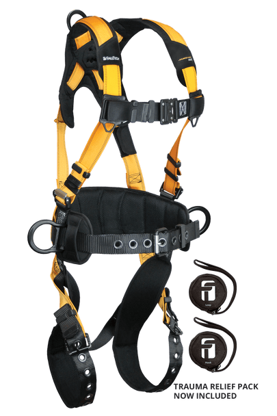 FallTech Journeyman Flex Aluminum 3D Construction Belted Harness Tongue Buckle Leg Adjustment - Large - 7035BL