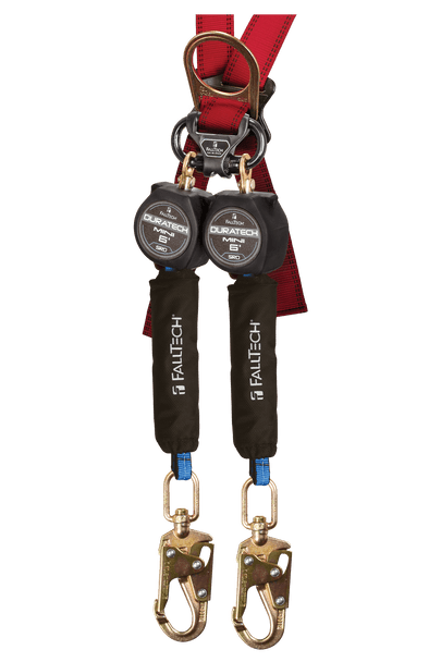 FallTech 6' Mini Twin-Leg Personal SRL with Steel Swivel Snap Hooks Includes Steel Dorsal Connecting Carabiner - 72706TB2