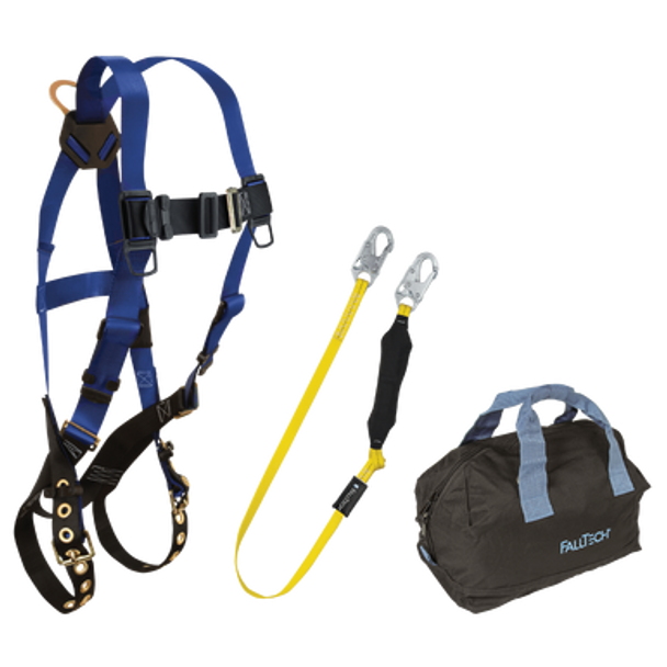 FallTech Harness and Lanyard 3-pc Kit Including Medium Storage Bag (7016 8256LT 5006MP) - KIT166LT6P