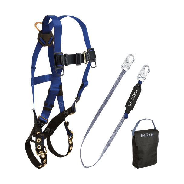 FallTech Harness and Lanyard 3-pc Kit Including Small Storage Bag (7016 8256 5005P) - 9000FW