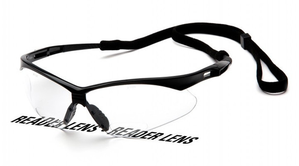 Pyramex PMXTREME Readers Black Frame/Clear +1.5 Reader Lens With Black Cord Safety Eyewear