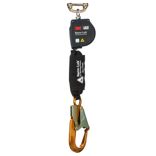 3M DBI-SALA Nano-Lok Arc Flash Self-Retracting Lifeline with Quick Connect - Web - Aluminum Rebar Hook - 8 ft - 3100578