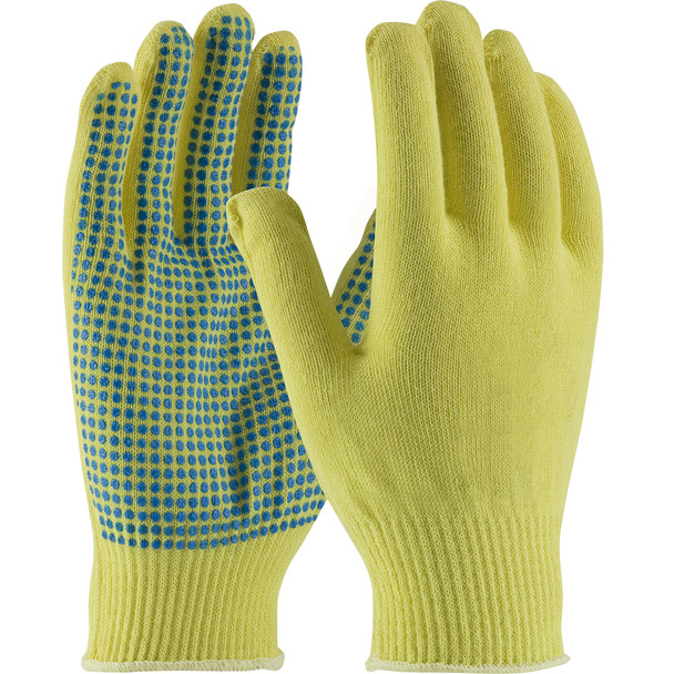 Kut Gard Seamless Knit DuPont Kevlar Glove w/PVC Dot Grip - Light Weight - Yellow - 1/DZ - 08-K200PD