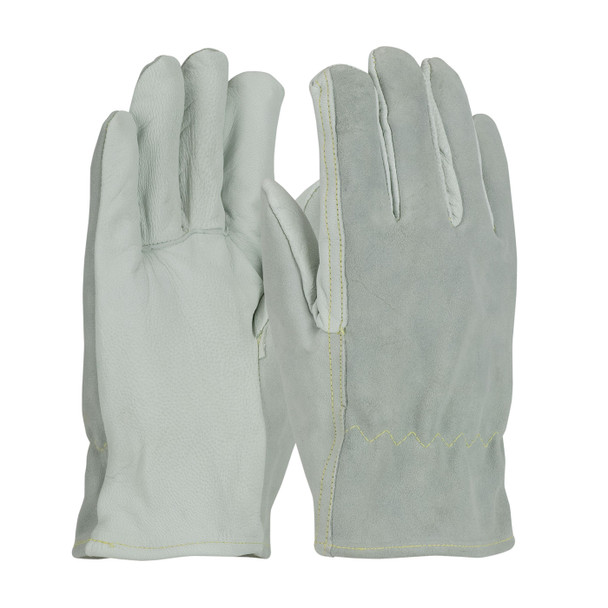 PIP Top Grain Goatskin / Split Cowhide Leather Drivers Glove w/Kevlar Lining - Straight Thumb - Natural - 1/DZ - 09-K3720