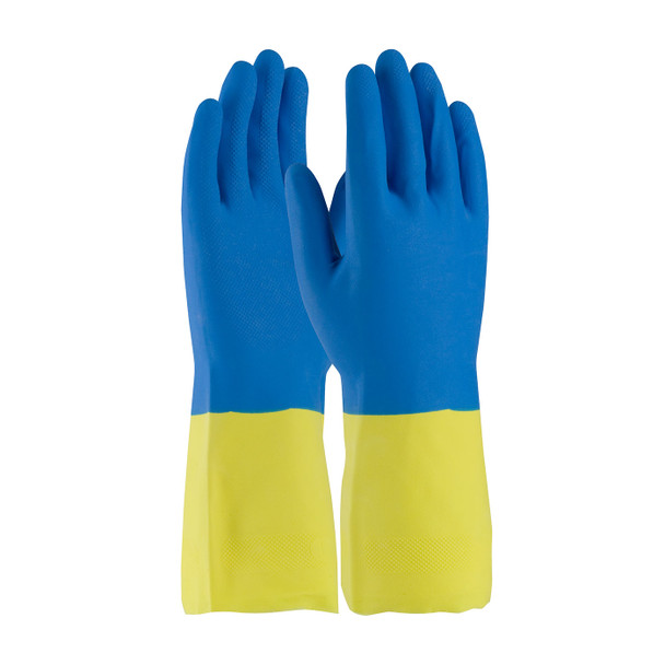 PIP Unsupported Neoprene/Latex  Flock Lined w/Raised Diamond Grip - 22 Mil - Blue - 1/DZ - 33224