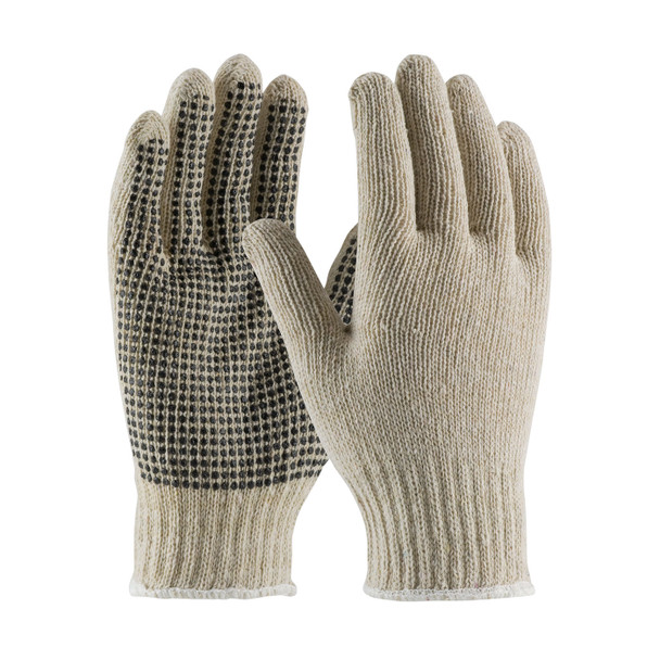 PIP Seamless Knit Cotton / Polyester Glove w/PVC Dot Grip - 7 Gauge - Natural - 20/DZ - 37-C110PD