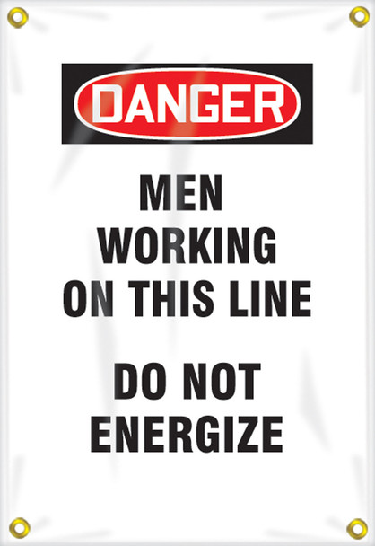 OSHA Danger Utility Pole Wrap: Men Working On This Line - Do Not Energize 18" x 12" 1/Each - FMG100