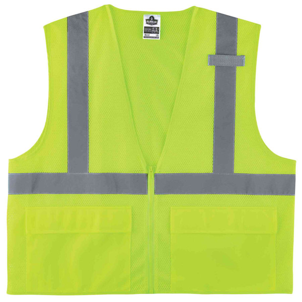 Ergodyne GloWear 8220Z Mesh Hi-Vis Safety Vest - Type, R Class 2, Zipper, Standard - Lime