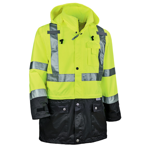 Ergodyne GloWear 8365BK Hi-Vis Rain Jacket - Type R, Class 3, Black Bottom - Lime