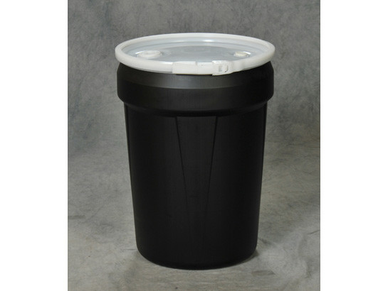 Eagle Lab Pack Open Head Poly Drum - 30 Gallon - Plastic Lever-Lock - 1x2" 1x3/4" Bung Holes - Black - 1601BLKBG