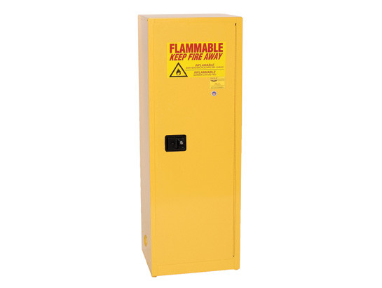 Eagle Space Saver Flammable Liquid Safety Cabinet - 24 Gallon - 3 Shelves - 1 Door - Manual Close - Yellow - 1923X