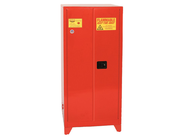 Eagle Paint and Ink Tower Safety Cabinet - 96 Gallon - 5 Shelves - 2 Door - Manual Close - Red - PI62XLEGS