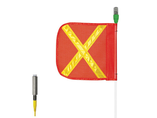 Warning Whip - All-Purpose - 5' - 12" Orange Flag - Yellow X - Flashing Amber LED - AP5.12OY.AF