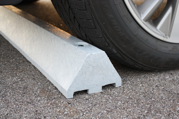 Plastic Car Parking Stop - 4' Standard - 72" X 4" X 6" - Grey - W/ Steel Spike Hardware - CS4S-SG