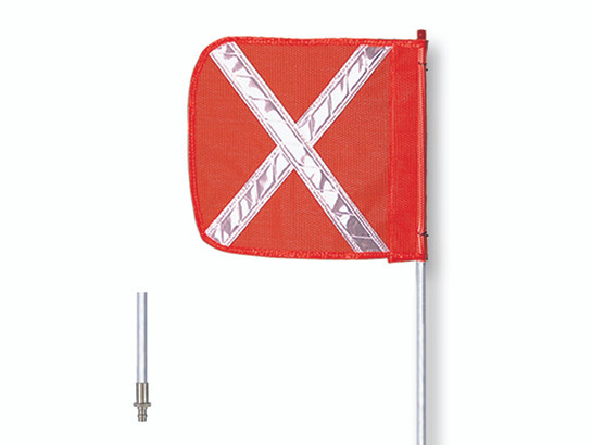 Warning Whip - General Purpose - 3' - Non-Lighted - 16" Orange Flag - White X - Quick Disconnect - FS3X-16-QD-O