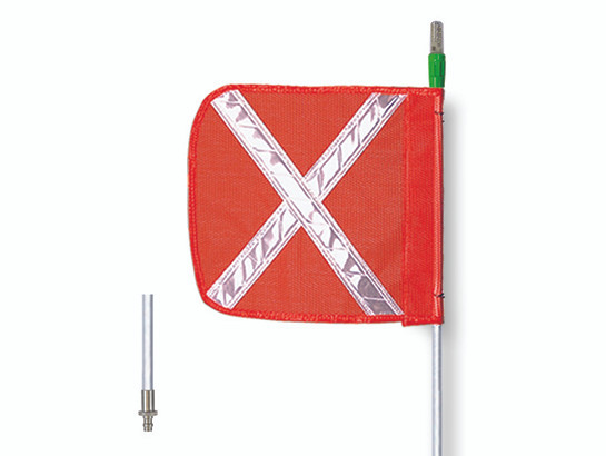 Warning Whip - General Purpose - 3' - Lighted - 12" Orange Flag - White X - Quick Disconnect - FS3XL-QD-O