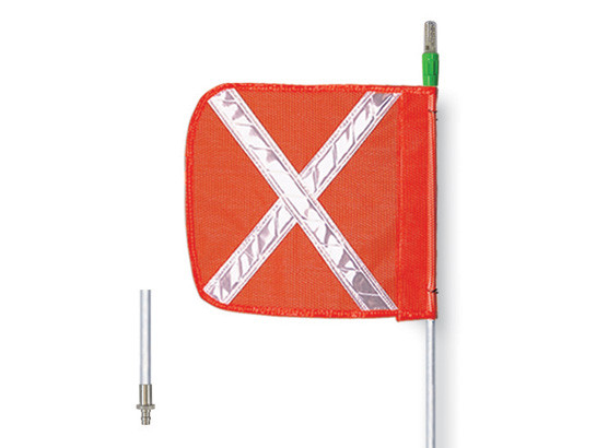 Warning Whip - General Purpose - 5' - Lighted - 12" Orange Flag - White X - Quick Disconnect - FS5XL-QD-O