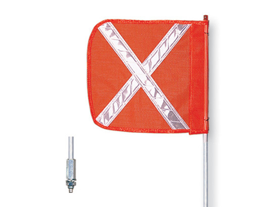 Warning Whip - General Purpose - 6' - Non-Lighted - 12" Orange Flag - White X - Hex Base - FS6X-O