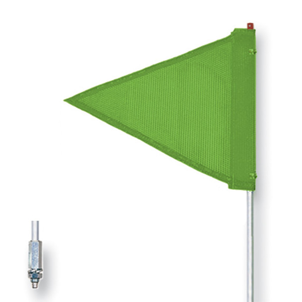 Warning Whip - General Purpose - 8' - Non-Lighted - Green Triangular Flag - Plain - Hex Base - FS8-T-G
