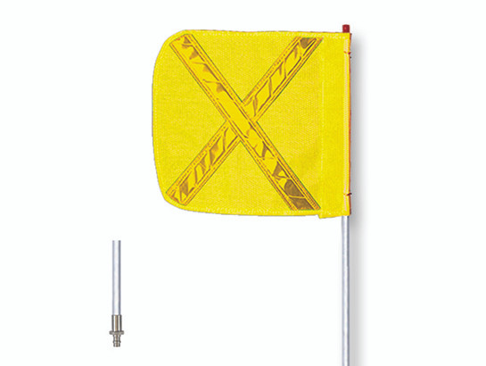 Warning Whip - General Purpose - 8' - Non-Lighted - 16" Yellow Flag - Yellow X - Quick Disconnect - FS8XY-QD-16-Y