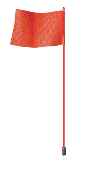 Warning Whip - Light Duty - 7' - Non-Lighted - Red Rod - Plain Orange Rectangular Flag - Hex Base - FSRR7R-HB